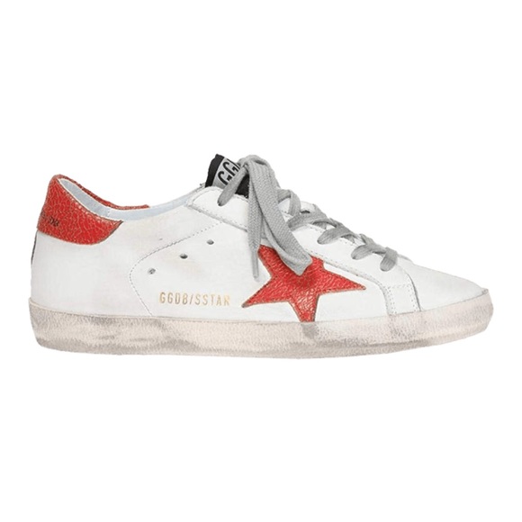 Golden Goose Shoes - Golden Goose White & Red Superstar Sneakers